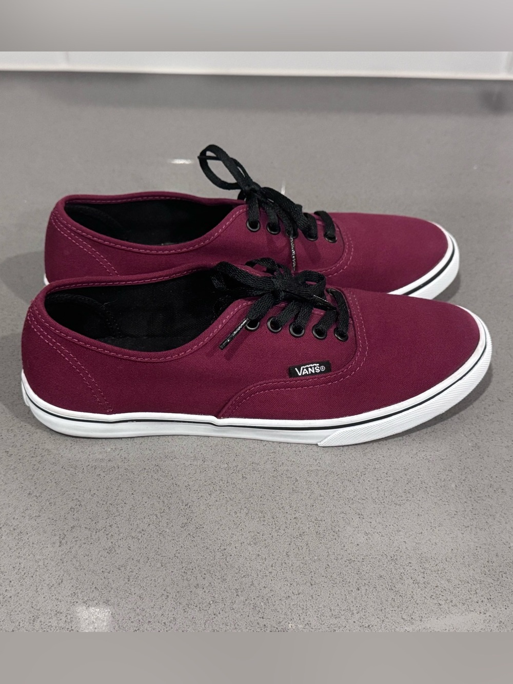 Vans Low-Top Canvas Sneakers in Burgundy with Black Accents